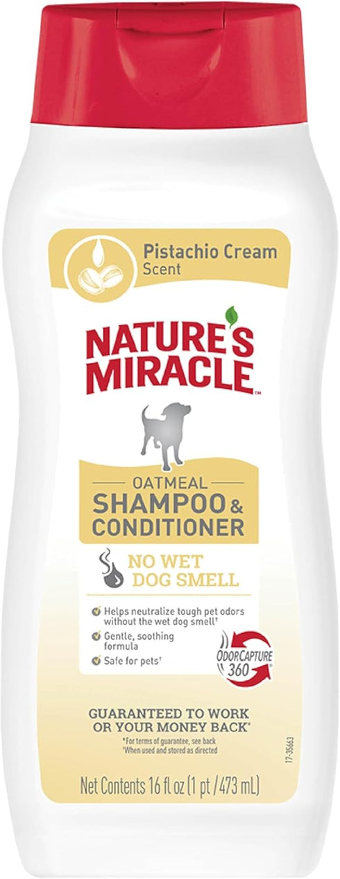 Natures Miracle Oatmeal Shampoo for Dogs, 16 Ounces, Pistachio Cream Scent