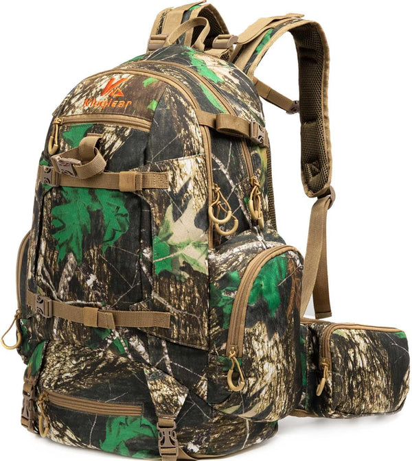 Hunting Backpack, Outdoor Gear Pack with Rain Cover, Durable Large Capacity Day Pack (KHAKI CAMO)