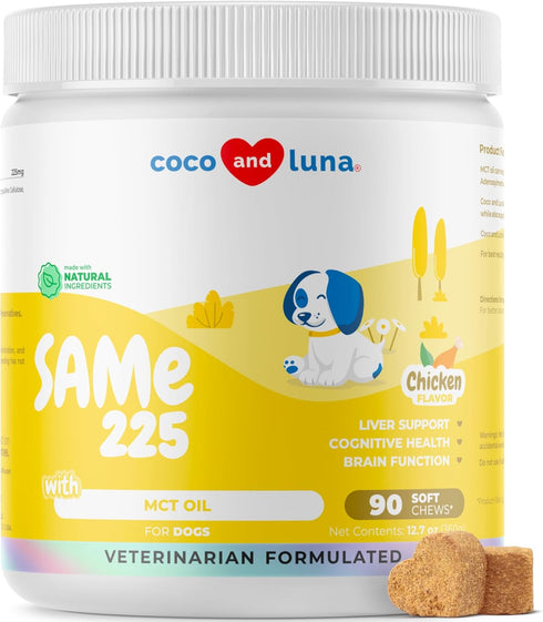 Same for Dogs - S-Adenosyl-L-Methionine, 90 Soft Chews with MCT Oil for Brain Health, Liver Support, Cognitive Function