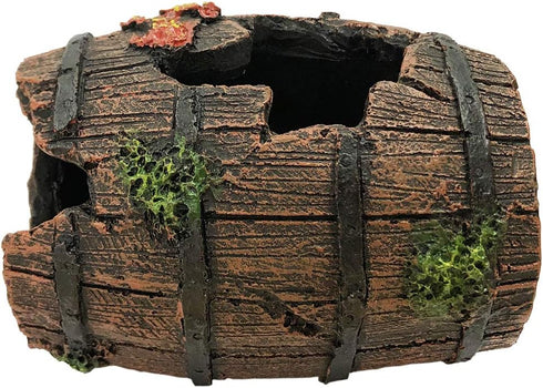 SLOCME Aquarium Broken Barrel Decorations, Betta Cave Hideout Wood Trunk Log for Fish Tank