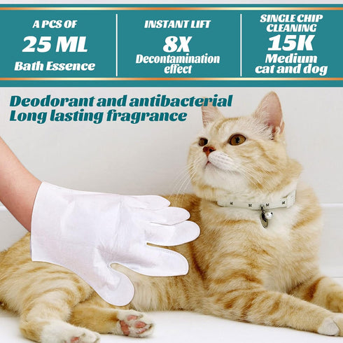 Pet Rinse Free Grooming Gloves, 10Pcs Wash Free Wipes for Dogs & Cats, Cleansing Grooming with Plant Extract