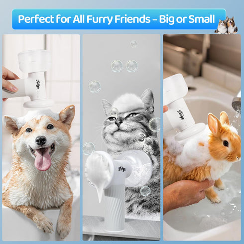 Furgo Dog Bath Brush with Automatic Shampoo & Foam Dispenser, Soft Silicone Massage Brush for Deep Cleansing
