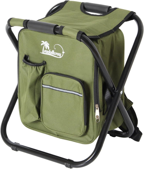 Backpack Backpack LEADALLWAY Fishing Chair with Cooler Bag Foldable Stool,Fishing Hunting Gifts