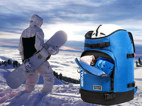 Ski Boot Bag - 50L Waterproof Travel Backpack for Snowboard Boot Gear Including Helmet Goggles Outerwear