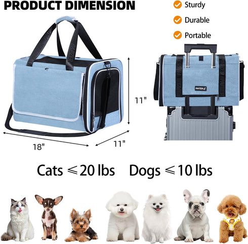 18x11x11 Inch Top Loading Medium Cat Carrier with Privacy Curtain, Soft-Sided Small Pet Travel Crate Vet Approved