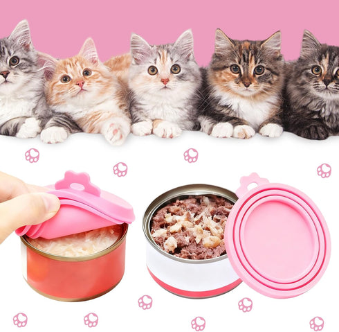 CllyCnny 3pcs 2.6/3/3.4 Pet Food Can Lid - Silicone Reusable Cat Dog Cans Cover Diameters With Spoon Universal Canned