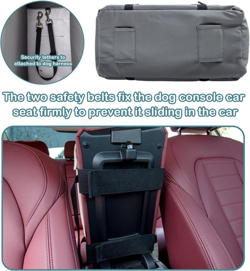 Centre Console Dog Car Seat, Booster Seat for Small Dogs and Cats, Pets Up to 22lbs