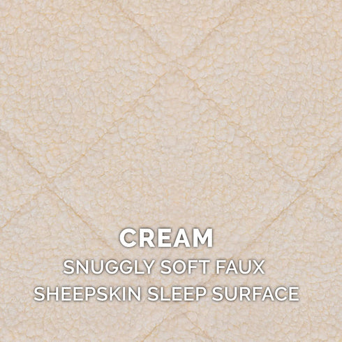 Furhaven Dog Bed for Extra Small Dogs & Indoor Cats, 100% Washable, Cream Sherpa Fleece Bolster Crate Pad, Extra Small