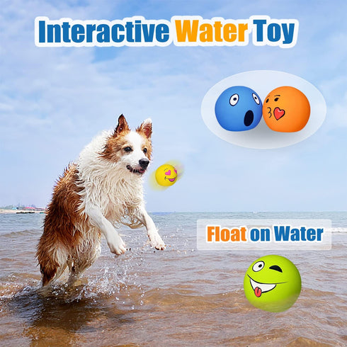 Squeaky Dog Toys 6pcs for Medium Dogs, Soft Latex Balls, Smile Dog Toys, Round Balls for Corgi, Border Collie