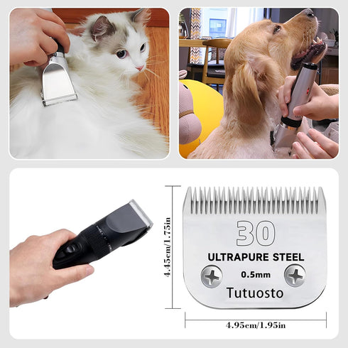 30# Clipper Blades, Detachable Pet Grooming Clipper Replacement Blades Compatible with Andis/Wahl/Oster Dog Clippers