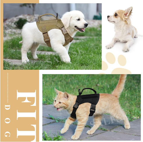 Tactical Puppy Vest Harness - Adjustable Military Vests for Small Dogs, Outdoor Training Harnesses with Handle