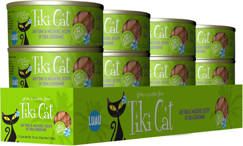 Tiki Cat Luau Grain-Free, Low-Carbohydrate Wet Food with Poultry or Fish in Consomme for Adult Cats & Kittens, 2.8oz,