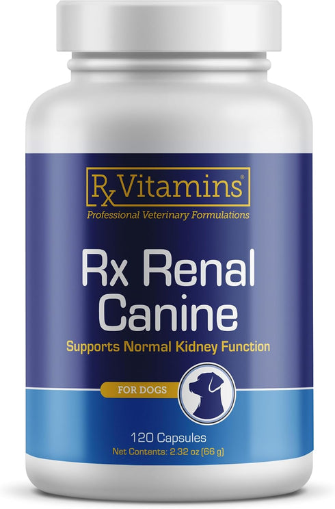 Rx Vitamins Rx Renal Canine Kidney Support for Dogs - Milk Thistle Extract, Green Tea, & Cordyceps Capsules, 120 ct