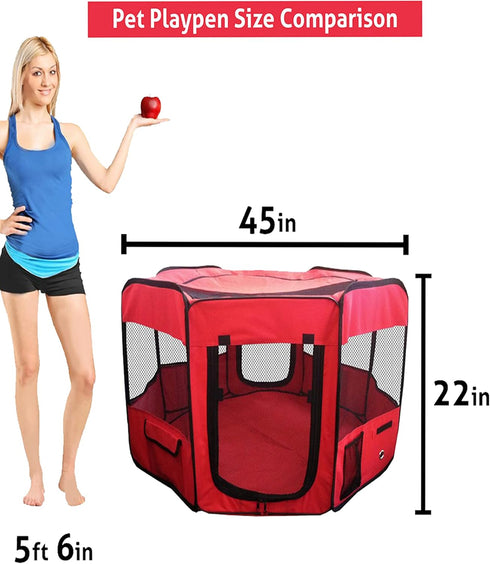 45 45 22" Portable Pet Playpen * * Premium Large Size Puppy Kennel - Best for Small and Medium Size Dogs and Cats