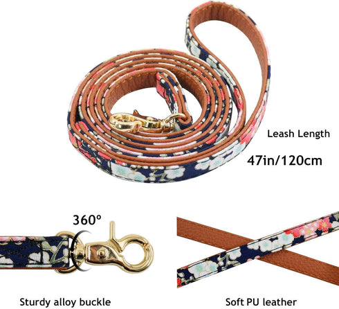 3PCS Bow Tie Dog Collar and Leash Set, Adjustable Plaid/Camo/Dots/Flower Bandanas with Bell for Small Dogs Puppies and