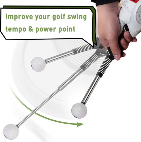 Golf Swing Training Aid - Retractable Grip Trainer for Right-Handed Golf Club, Indoor Practice, Strength & Tempo