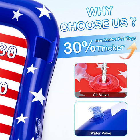 4th Swimm Summer 3-12 AURASUN Kids Fun Pool Toys, Inflatable Pool Cornhole Game Floating, of July American Flag Water