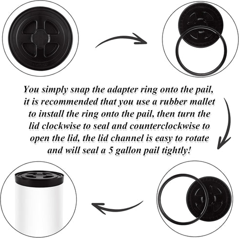 3PCS 5 5 Gamma,Black Gallon Screw Top Lids, Leak-Proof Seal Lids Bucket for Pet Food Storage Container Lids, Paint