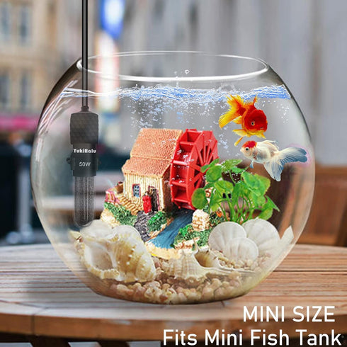 YukiHalu Adjustable Mini Fish Tank Heater, Small Submersible Aquarium Heater 25W 50W 100W 200W 300W with External