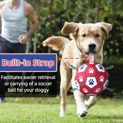 Diman Dog Toys Ball, Interactive dog toys for Tug of War, dog soccer ball with 9 Nylon Straps for Indoor Outdoor, dog toys for Medium dogs & Large Gift for Birthday(7 inch)