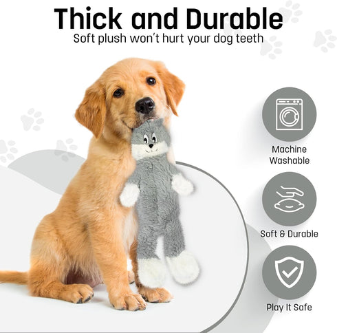 FGA MARKETPLACE Grey Rabbit Dog Toy Flat NO Stuffing NO Squeak, Funny Style for Small and Medium Dogs 21 INCH Long