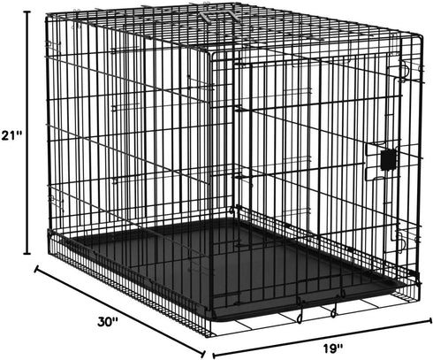 Amazon Basics Durable Foldable Metal Wire Dog Crate with Tray, Single Door, Easy Assembly, 30 x 19 x 21 Inches