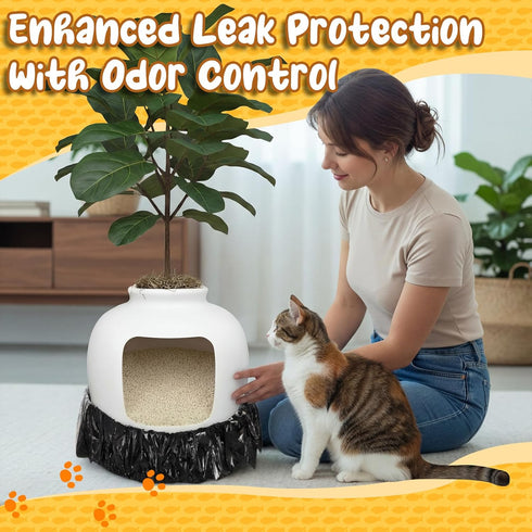 50 Pack 6 X5 Eaasty Disposable Cat Litter Box Liners with Carbon Filters Compatible with Popur Self-cleaning Hooded
