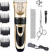 Dog Grooming Kit Clippers, Low Noise, Electric Quiet, Rechargeable, Cordless, Pet Hair Thick Coats Clippers Trimmers Set, Suitable for Dogs, Cats, and Other Pets (Gold)