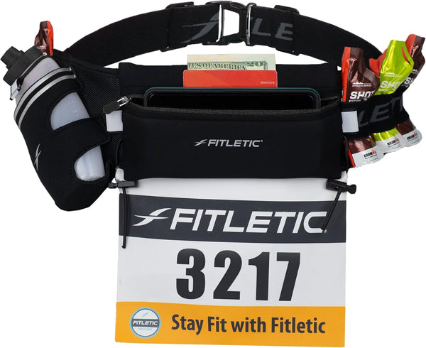 Fitletic Hydration Running Belt With 12oz Quick Flow Water Bottle For Men