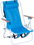 Generic Backpack 4 Folding Beach Chair, Position Portable Camping Chair with Headrest Cup Holder and Wooden Armrests