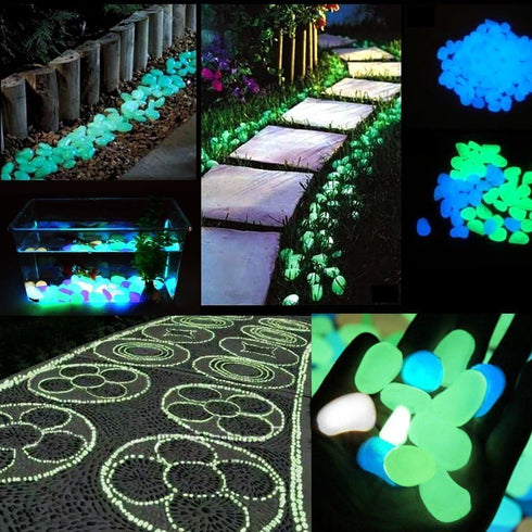 330pcs Glow in The Dark Pebbles for Garden Walkway Decor, Outdoor Bulk Fish Tank Aquarium Glow Decorations