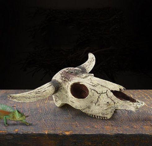 Leoyoubei Aquarium Decoration, Small Skull for Fish Tank, Fish Turtle Hidden Cave Landscape Pet Reptile House (Cattle