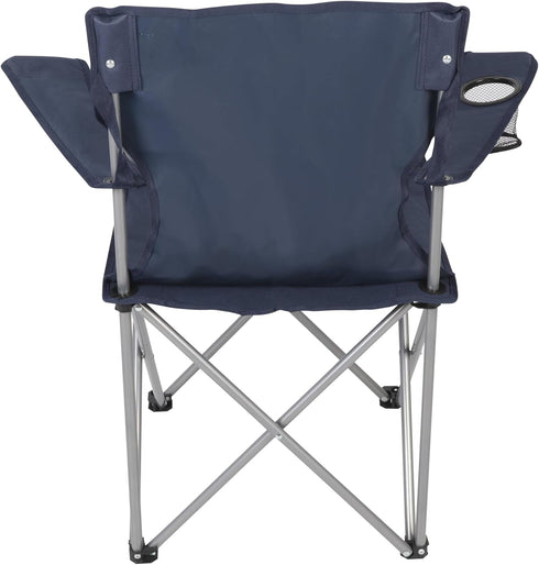 Generic 250LBS, Quad Folding Camp Chair with Cup Holder, Dark Blue, Heavy-Duty Steel Frame, Supports Portable Compact