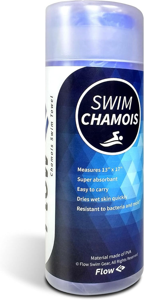 Flow Swim Chamois - Quick Dry Towel for Swimming, Diving, and Water Sports (Blue)