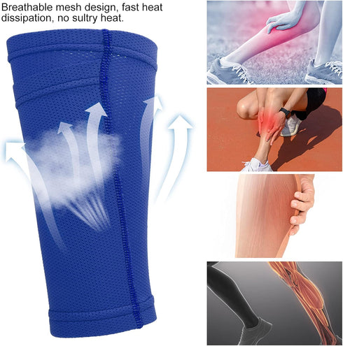 Soccer Shin Guard Socks, Breathable Blue Sports Sleeves for Hiking, Football Training, Running & Cycling