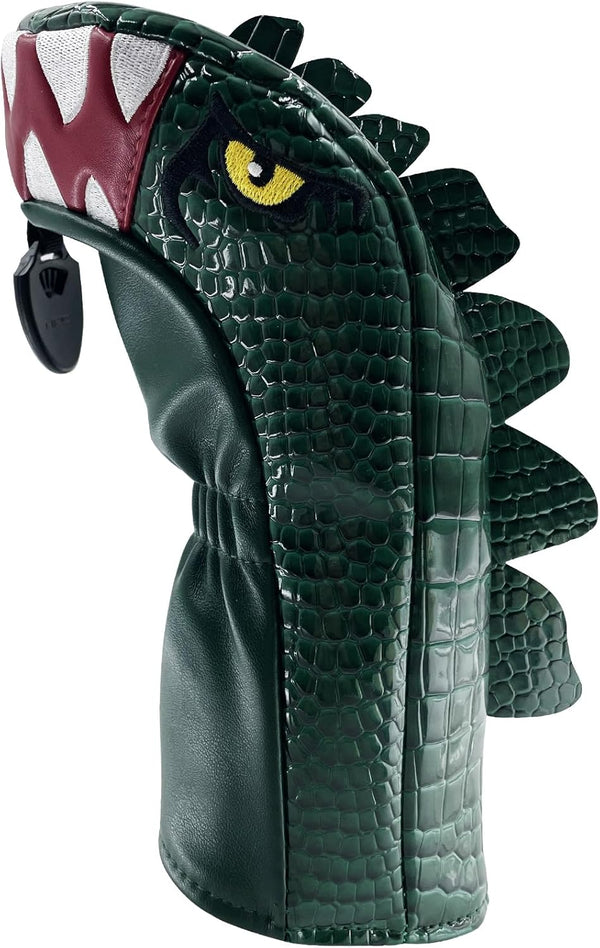 Golf Club Green Cartoon Tyrannosaurus Rex Driver, Fairway Wood, Hybrid Head Cover, PU Leather