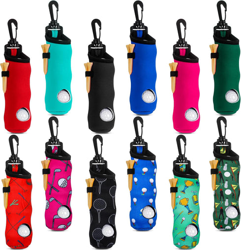 WILLBOND 12 Pcs Neoprene Golf Ball Pouch, Multicolor Golf Ball Carry Bag, Portable Golf Accessories for Man Woman