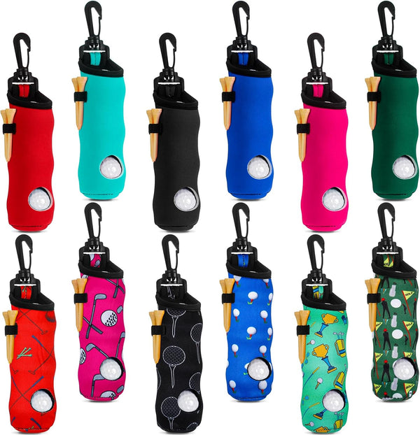 WILLBOND 12 Pcs Neoprene Golf Ball Pouch, Multicolor Golf Ball Carry Bag, Portable Golf Accessories for Man Woman