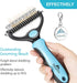 Pet Grooming Brush - 2 Sided Undercoat Rake for Deshedding and Detangling Fur for Cats and Dogs (Blue)