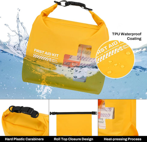 RHINO RESCUE Waterproof First Aid Kit, Lightweight Boat Dry Bag, Emergency Survival Supplies for Outdoor Activities