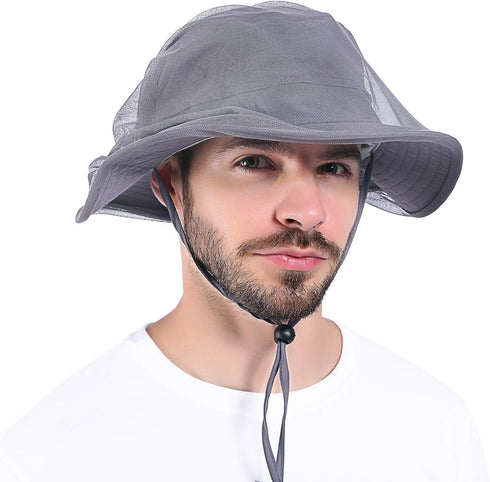 Head Net Hat - Fishing Safari Bucket Hat with Mesh for Men/Women