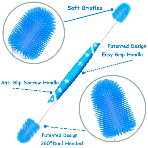 360° Dog Toothbrush - Pet Toothbrush and Finger Toothbrush for Medium and Large Dogs