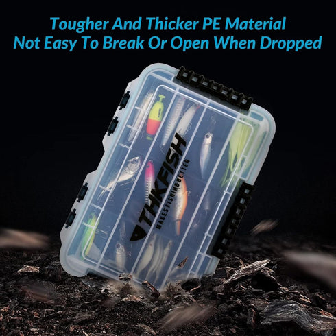 THKFISH Fishing Tackle Box 3700S, Floating Lure Box Storage Organizer with Adjustable Dividers, 2PC