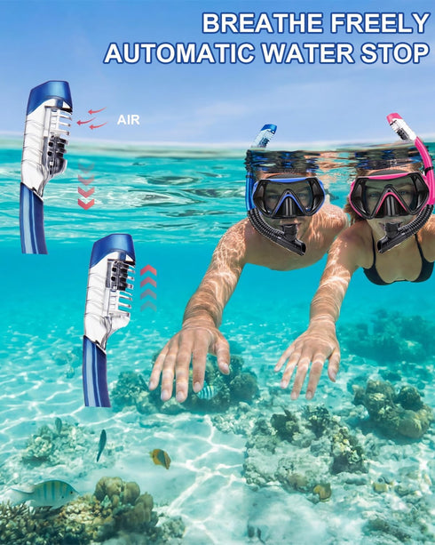 Set, Set Swimming Packages Snorkeling Gear for Adults, Dry Snorkel Mask Scuba Diving Snorkle mask Adult, Panoramic Wide