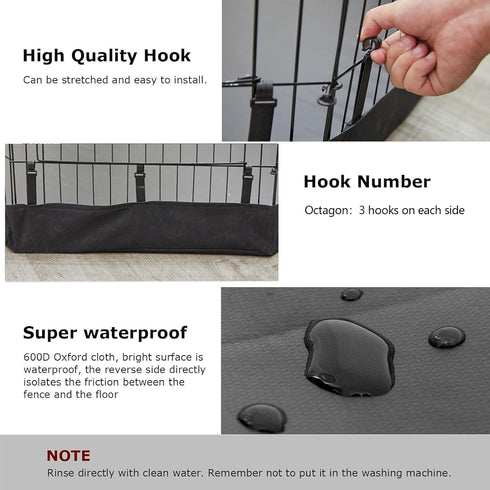24 Inch 8 PJYuCien Dog Playpen Bottom Pad, Fits Panels Regular Octagon Metal Exercise Pet Pen, Elastic Buckles