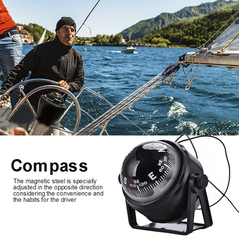 Kodrily 3.4 2.9 2.4IN Car Compass Marine Dash Mount, LED Boat Compasses with Adjustable Mounting Bracket, Outdoor