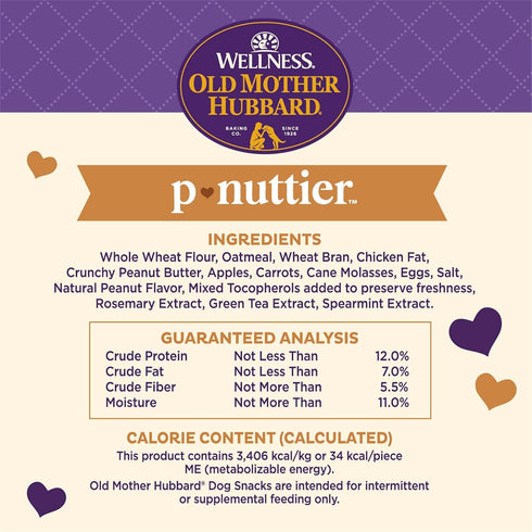 Wellness Old Mother Hubbard Classic P-Nuttier Natural Dog Treats, Crunchy Oven-Baked Biscuits, 20 Ounce Bag