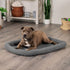 Furhaven Dog Bed for Large/Medium Dogs, 100% Washable, Sherpa Fleece Bolster Crate Pad - Gray, Large