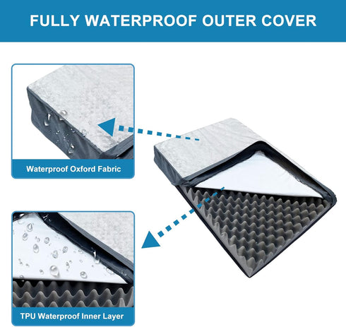 Orthopedic Waterproof Dog Bed for Medium, Large, Extra Large Dogs, Egg Foam Pet Bed with Washable Cover, Grey XL