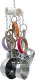 Durable Bird Parrots Toys, Pullable Stainless Steel Cup and Cardboard Ring Toys for Mini Macaws, African Greys,